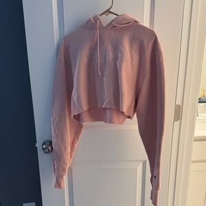 Champion Women's Light Pink Cropped Hoodie